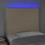 Headboard with LED lights cream fabric 80x5x118/128 cm by , Headboards and footboards - Ref: Foro24-3122263, Price: 63,13 €, ...