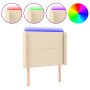 Cream fabric headboard with LED 83x16x118/128 cm by , Headboards and footboards - Ref: Foro24-3123887, Price: 77,94 €, Discou...