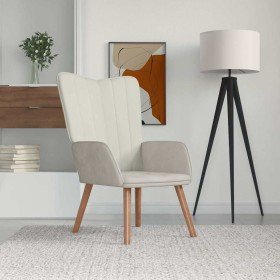 Sillón de relax de terciopelo blanco crema en Sillones | Comprar online en Foro24