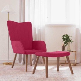 Sillón de relax con taburete terciopelo rojo tinto en Sillones | Comprar online en Foro24
