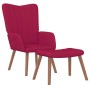 Sillón de relax con taburete terciopelo rojo tinto en Sillones | Comprar online en Foro24