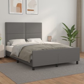 Estructura de cama con cabecero cuero sintético gris 140x200cm de , Camas y somieres - Ref: Foro24-3125516, Precio: 202,80 €,...