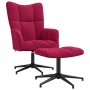 Sillón de relax con taburete terciopelo rojo tinto en Sillones | Comprar online en Foro24