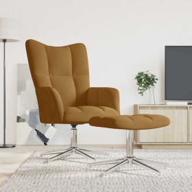 Sillón de relax con taburete terciopelo marrón en Sillones | Comprar online en Foro24