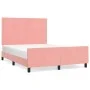 Pink velvet bed frame with headboard 140x200 cm by , Beds and slatted bases - Ref: Foro24-3125701, Price: 228,68 €, Discount: %