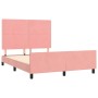 Pink velvet bed frame with headboard 140x200 cm by , Beds and slatted bases - Ref: Foro24-3125701, Price: 220,75 €, Discount: %