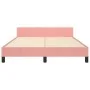 Pink velvet bed frame with headboard 140x200 cm by , Beds and slatted bases - Ref: Foro24-3125701, Price: 228,68 €, Discount: %