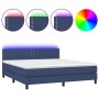 Boxspringbettmatratze und LED-Leuchten aus blauem Stoff 160x200 cm von , Betten und Lattenroste - Ref: Foro24-3133091, Preis:...