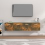 Armarios pared 2 uds contrachapada roble ahumado 80x35x36,5 cm
