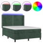 Box spring bed with mattress and LED dark green velvet 140x190cm by , Beds and slatted bases - Ref: Foro24-3139502, Price: 50...