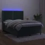 Box spring bed with mattress and LED dark green velvet 140x190cm by , Beds and slatted bases - Ref: Foro24-3139502, Price: 51...