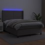Cama box spring colchón y LED cuero sintético gris 140x200 cm de , Camas y somieres - Ref: Foro24-3139329, Precio: 504,30 €, ...