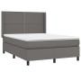 Cama box spring colchón y LED cuero sintético gris 140x200 cm de , Camas y somieres - Ref: Foro24-3139329, Precio: 504,30 €, ...