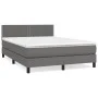 Box spring bed with gray synthetic leather mattress 140x190 cm by , Beds and slatted bases - Ref: Foro24-3141063, Price: 446,...