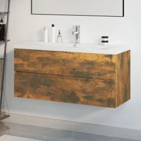 Smoked oak plywood bathroom cabinet with sink by , bathroom vanities - Ref: Foro24-3152888, Price: 320,65 €, Discount: %