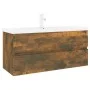 Badezimmerschrank aus geräuchertem Eichensperrholz mit Waschbecken von , Badezimmerwaschtische - Ref: Foro24-3152888, Preis: ...