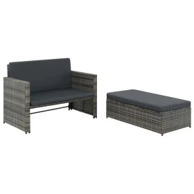 2-piece garden furniture set and gray synthetic rattan cushions by vidaXL, Outdoor sofas - Ref: Foro24-44483, Price: 352,53 €...