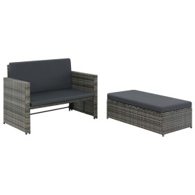 2-teiliges Gartenmöbel-Set und graue synthetische Rattankissen von vidaXL, Outdoor-Sofas - Ref: Foro24-44483, Preis: 353,89 €...