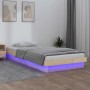 Bed frame with LED solid wood 90x200 cm by , Beds and slatted bases - Ref: Foro24-819957, Price: 113,40 €, Discount: %