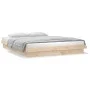 Bed frame with LED solid wood 120x190 cm by , Beds and slatted bases - Ref: Foro24-820007, Price: 107,64 €, Discount: %