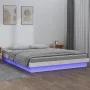 Bed frame with LED solid wood white 140x190 cm by , Beds and slatted bases - Ref: Foro24-820018, Price: 164,06 €, Discount: %