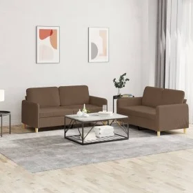 Zweiteiliges Sofaset mit braunem Stoff und Kissen. von , Sofas - Ref: Foro24-3202089, Preis: 402,02 €, Rabatt: %