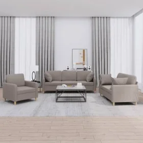 Juego de sofás con cojines 3 piezas tela gris taupe by , Sofas - Ref: Foro24-3202077, Price: 620,66 €, Discount: %