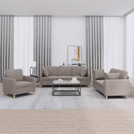 Sofagarnitur mit 3-teiligen Kissen, Stoff in Grau-Taupe. von , Sofas - Ref: Foro24-3202077, Preis: 641,48 €, Rabatt: %