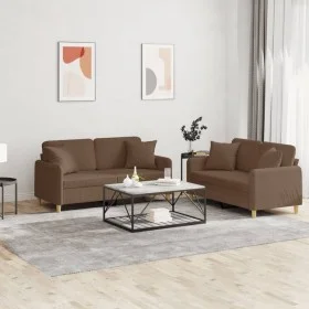 Juego de sofás con cojines 2 piezas tela marrón by , Sofas - Ref: Foro24-3202105, Price: 432,60 €, Discount: %