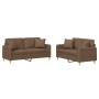 Zweiteiliges Sofaset mit braunem Stoff und Kissen. von , Sofas - Ref: Foro24-3202105, Preis: 439,15 €, Rabatt: %