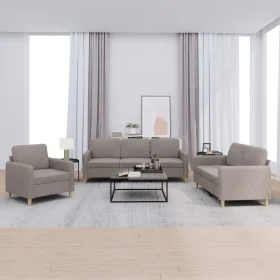 Juego de sofás con cojines 3 piezas tela gris taupe by , Sofas - Ref: Foro24-3202061, Price: 597,52 €, Discount: %