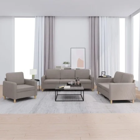 Juego de sofás con cojines 3 piezas tela gris taupe by , Sofas - Ref: Foro24-3202061, Price: 597,52 €, Discount: %