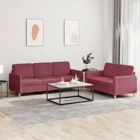 Juego de sofás con cojines 2 piezas tela rojo tinto by , Sofas - Ref: Foro24-3202124, Price: 415,03 €, Discount: %