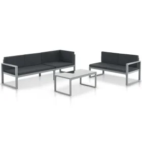 Garden furniture set with cushions 3 pieces black aluminum by vidaXL, Garden sets - Ref: Foro24-44448, Price: 423,11 €, Disco...