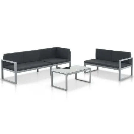 Garden furniture set with cushions 3 pieces black aluminum by vidaXL, Garden sets - Ref: Foro24-44448, Price: 423,35 €, Disco...
