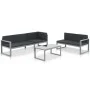 Garden furniture set with cushions 3 pieces black aluminum by vidaXL, Garden sets - Ref: Foro24-44448, Price: 423,35 €, Disco...