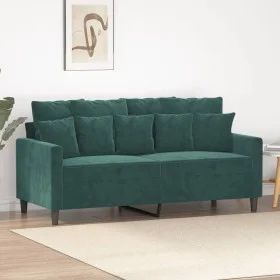 Sofá de 2 plazas de terciopelo verde oscuro 140 cm by , Sofas - Ref: Foro24-359305, Price: 215,21 €, Discount: %