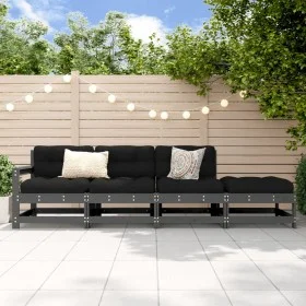 4-teiliges Gartenset aus massivem grauem Kiefernholz von , Modulare Sofas für den Außenbereich - Ref: Foro24-825536, Preis: 2...