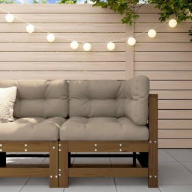 Sofá de esquina de madera maciza de pino marrón miel by , Modular outdoor sofas - Ref: Foro24-825607, Price: 84,16 €, Discoun...