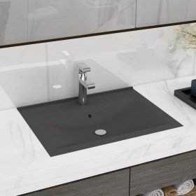 Lavabo de lujo con grifo cerámica gris oscuro 60x46 cm