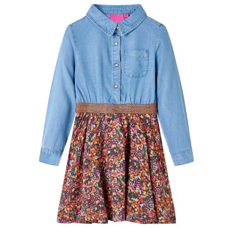 Kleid für Kinder mit langen Ärmeln in Marineblau und Jeans 92 von , Kinderkleider - Ref: Foro24-14119, Preis: 17,47 €, Rabatt: %