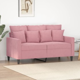 Sofá de 2 plazas terciopelo rosa 120 cm