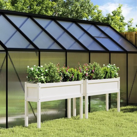 Außenblumenkästen mit Beinen, 2 Stück Massivholz Kiefer Weiß von , Töpfe und Pflanzgefäße - Ref: Foro24-837567, Preis: 115,80...