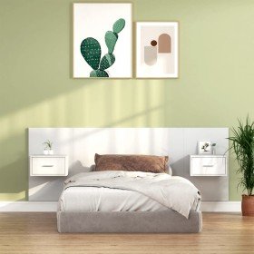 Cabecero de cama con mesitas madera contrachapada blanco