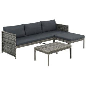 3-teiliges Gartenmöbel-Set und graue synthetische Rattankissen von vidaXL, Gartensets - Ref: Foro24-44480, Preis: 307,57 €, R...