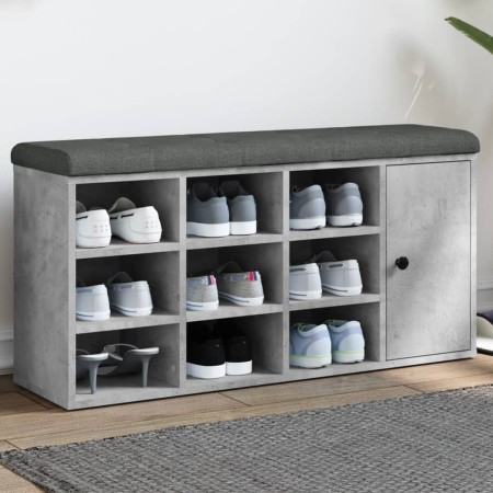 Banco zapatero madera de ingeniería gris hormigón 102x32x50 cm by , Benches for halls and storage - Ref: Foro24-835092, Price...