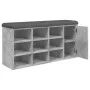 Banco zapatero madera de ingeniería gris hormigón 102x32x50 cm de , Bancos para recibidores y almacenamiento - Ref: Foro24-83...
