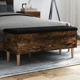 Aufbewahrungsbank aus geräucherter Eichenholz-Ingenieurtechnik, 102x42x46 cm. von , Bänke für Hallen und Lager - Ref: Foro24-...
