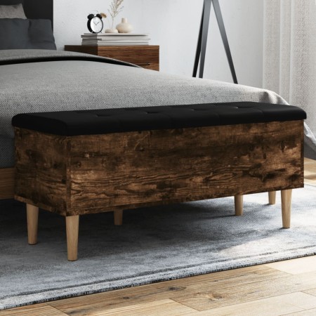 Banco almacenaje madera ingeniería roble ahumado 102x42x46 cm by , Benches for halls and storage - Ref: Foro24-835086, Price:...