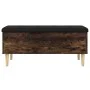 Banco almacenaje madera ingeniería roble ahumado 102x42x46 cm de , Bancos para recibidores y almacenamiento - Ref: Foro24-835...
